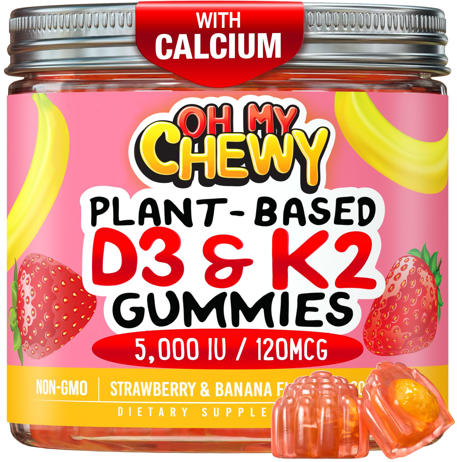 Front view of Center-Filled Vitamin D3 K2 Gummies bottle
