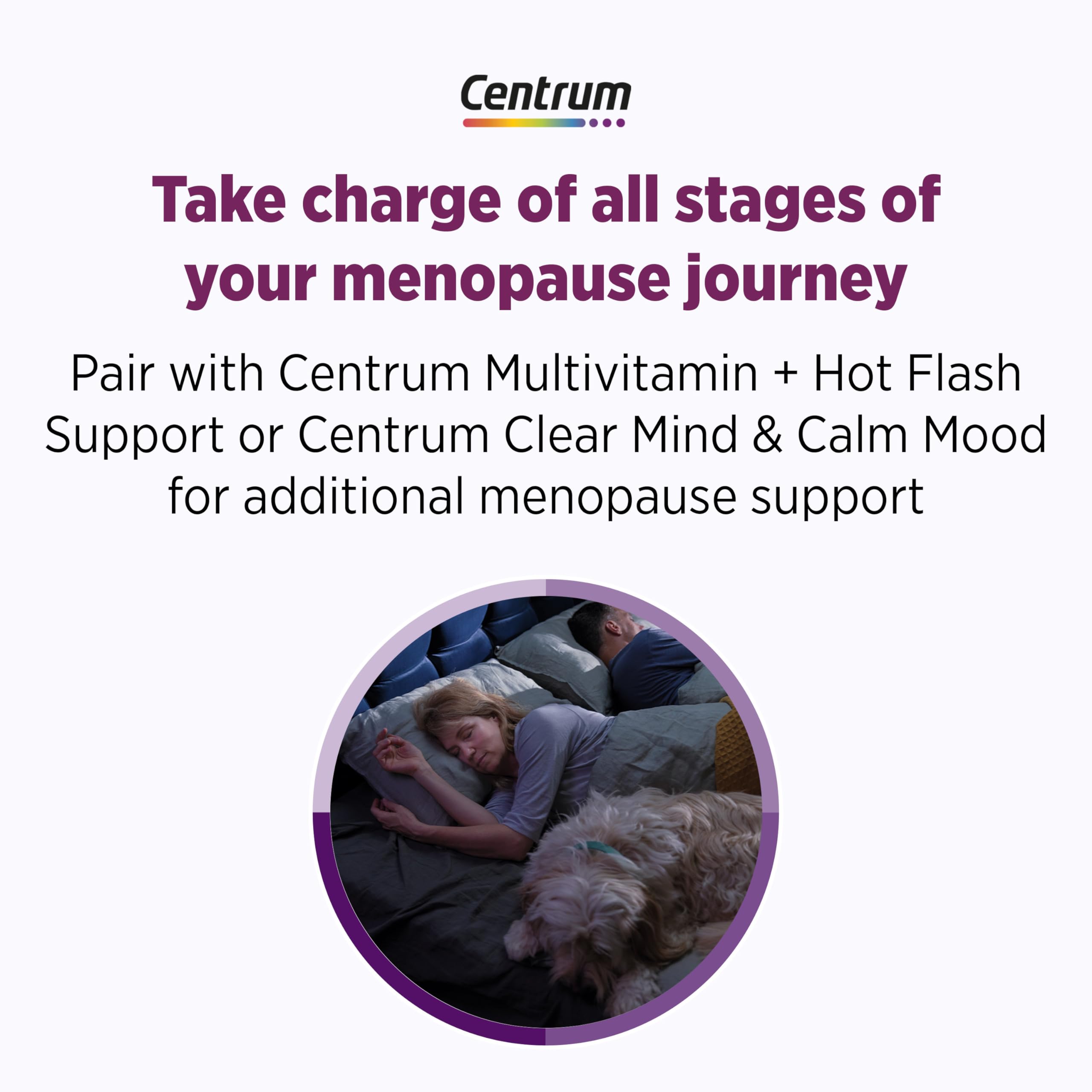 Centrum Restful Sleep bottle with glass of water for nightly use.