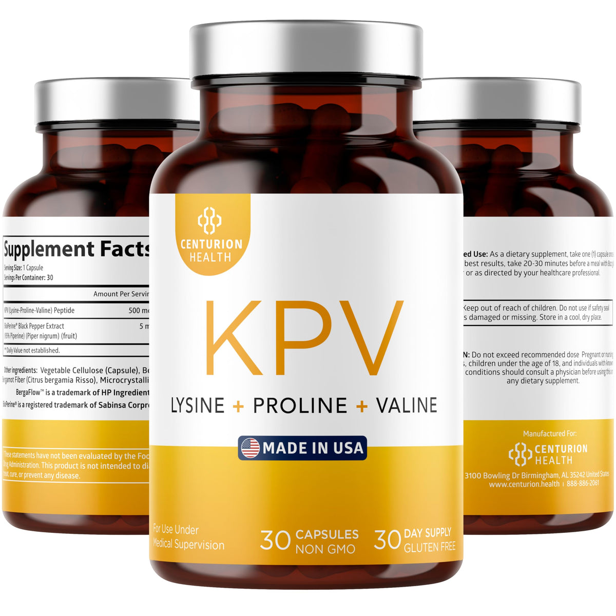 Hero image of Centurion Labs KPV supplement bottle with 30 capsules