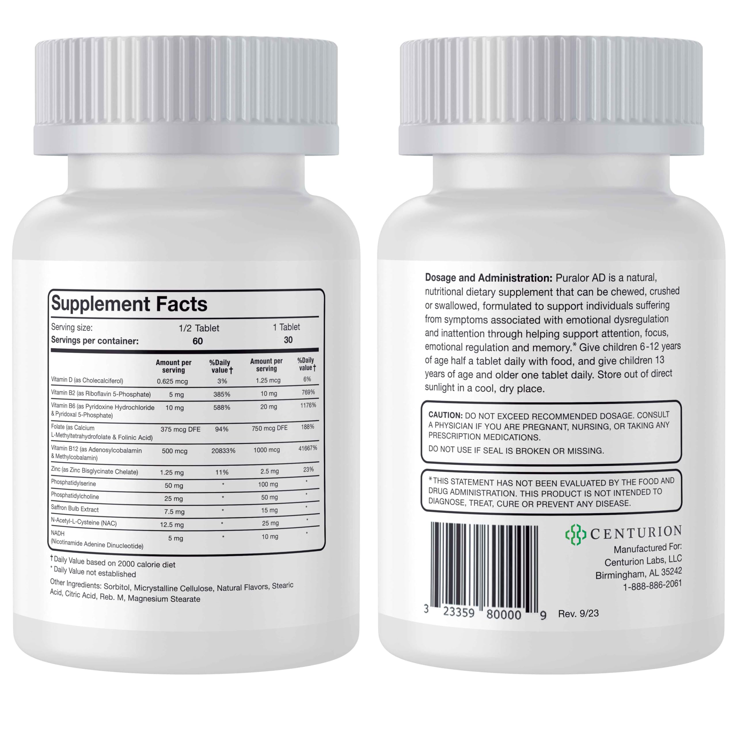 Chewable tart-flavored tablet of Centurion Puralor AD