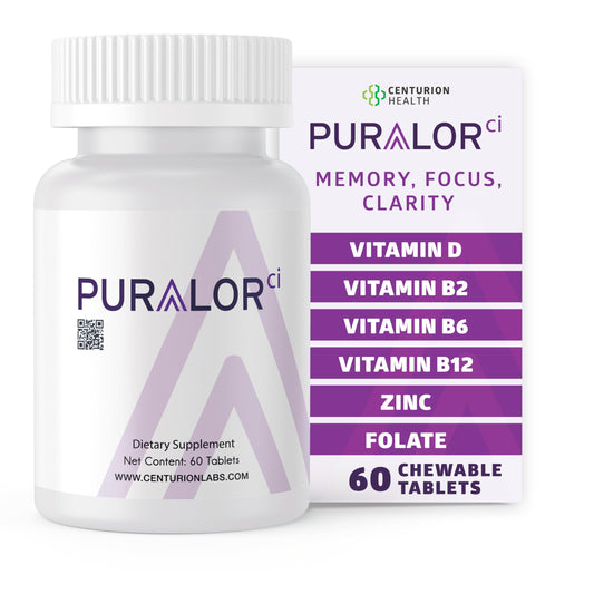 Centurion Puralor CI brain supplement bottle with 60 tablets