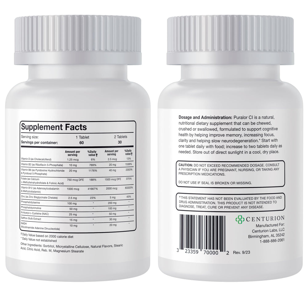 Front label highlighting vitamins and folate
