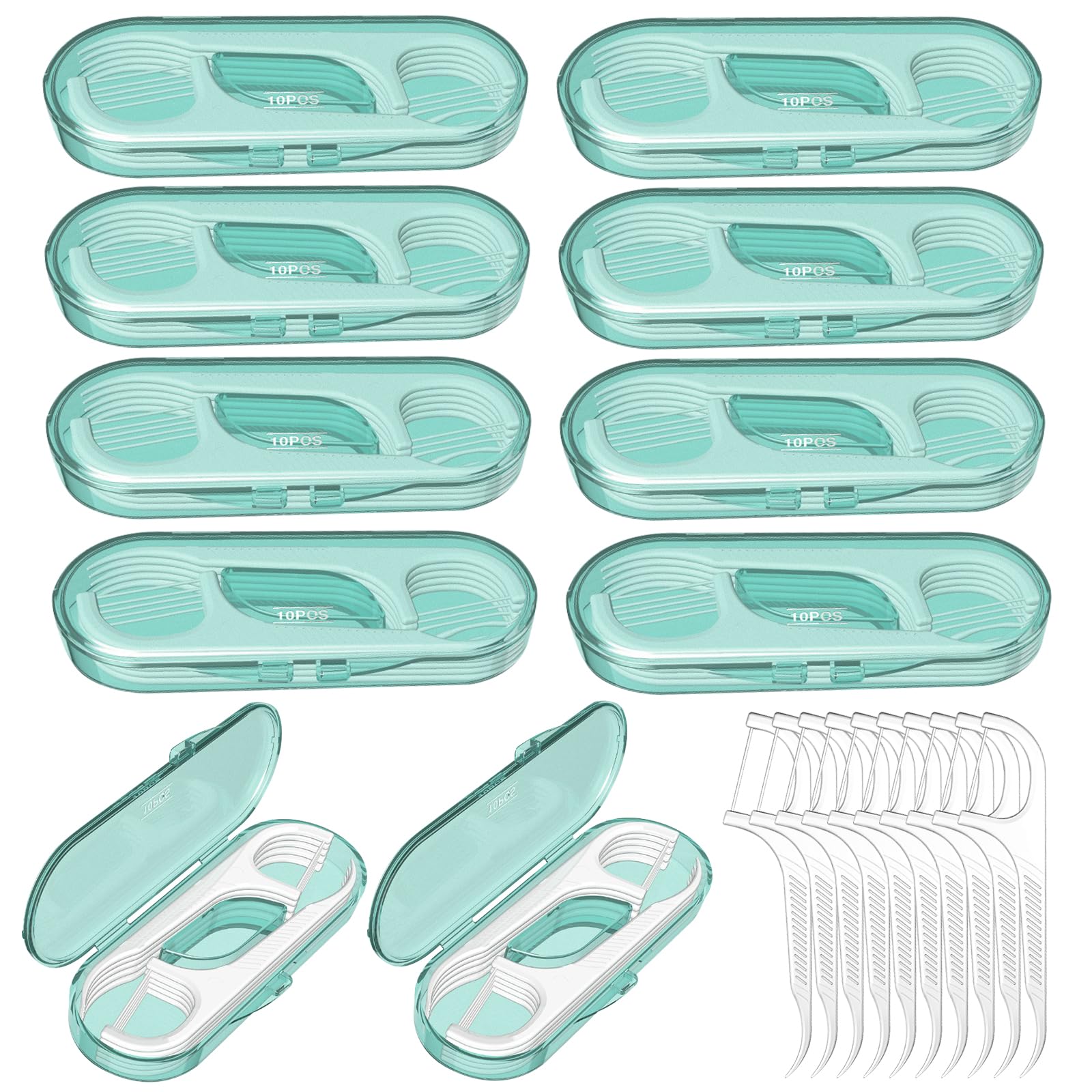 Ceonam 10-pack flosser dispenser with travel case – front view