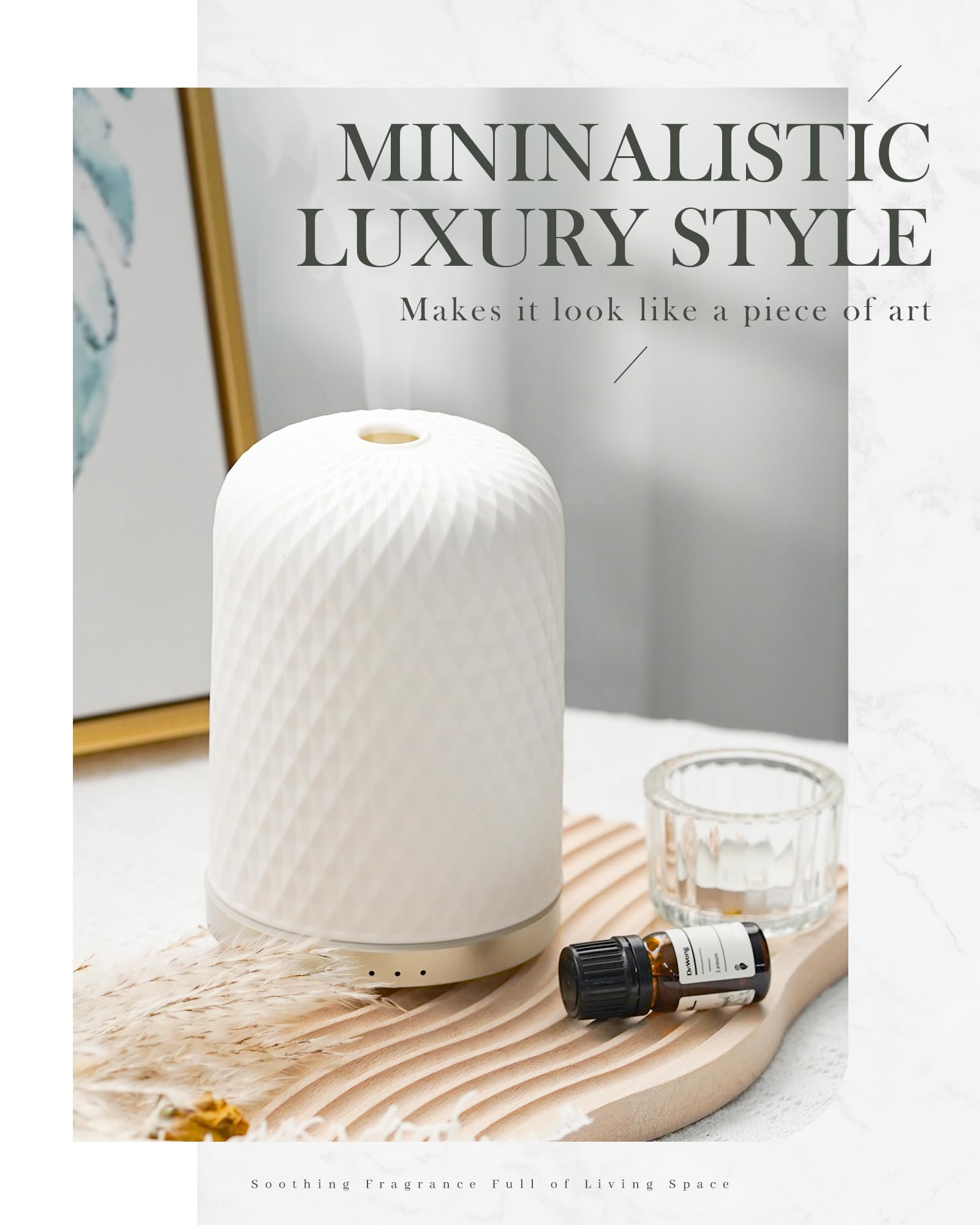 Close-up of ceramic diffuser water reservoir (BPA-free)