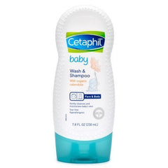 Baby wash and shampoo lathering in hand with Organic Calendula