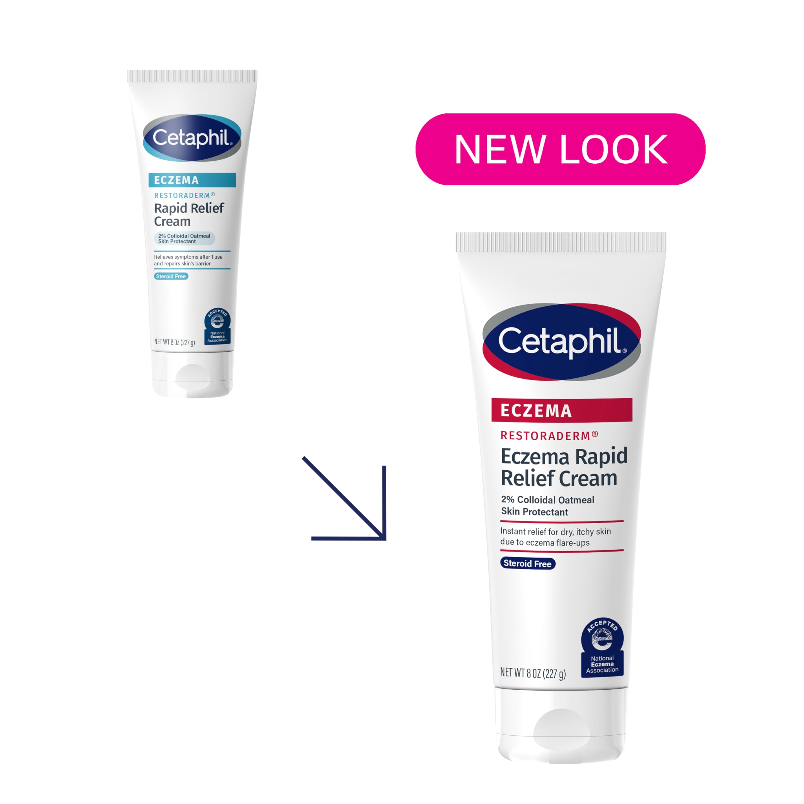 Product box and Cetaphil Restoraderm bottle set for eczema care.