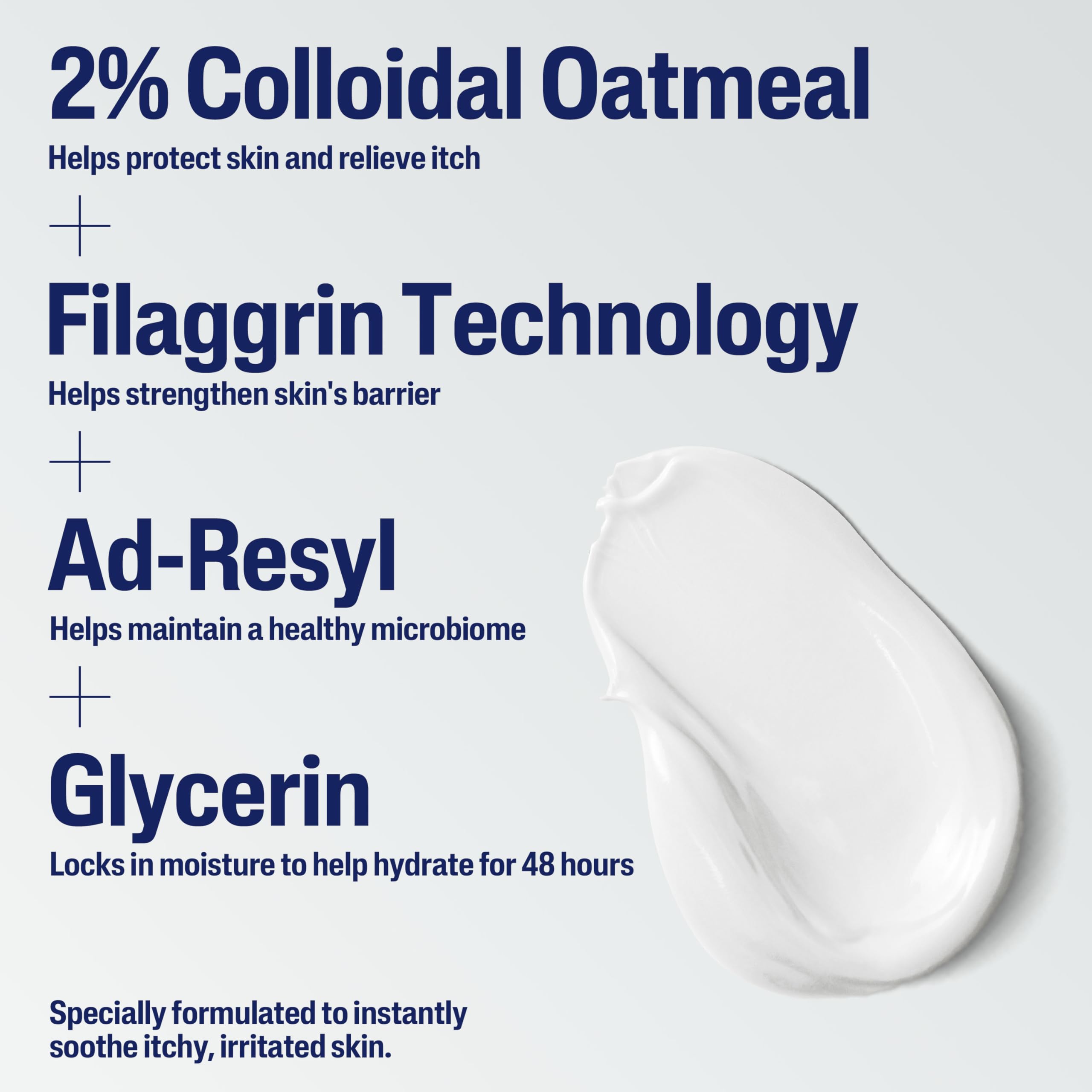 Hands applying Cetaphil Restoraderm to dry skin.