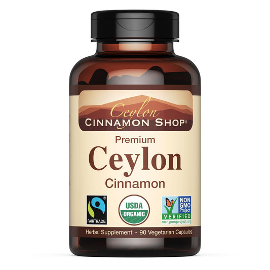 Ceylon Cinnamon Shop organic cinnamon supplement bottle front view