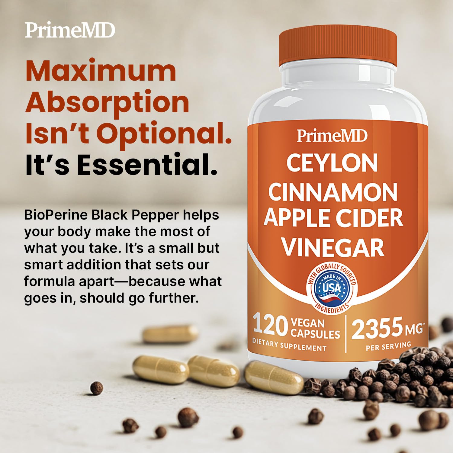 Wellness lifestyle image featuring supplements