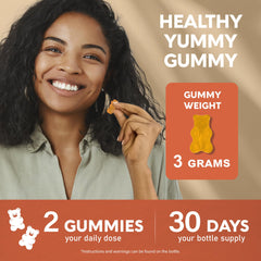 60-count bottle of cinnamon gummies on a clean surface