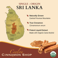 Organic certification and fairtrade logos on CinnaGold label