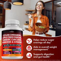Ginseng and turmeric capsules highlighting the 14-in-1 blend