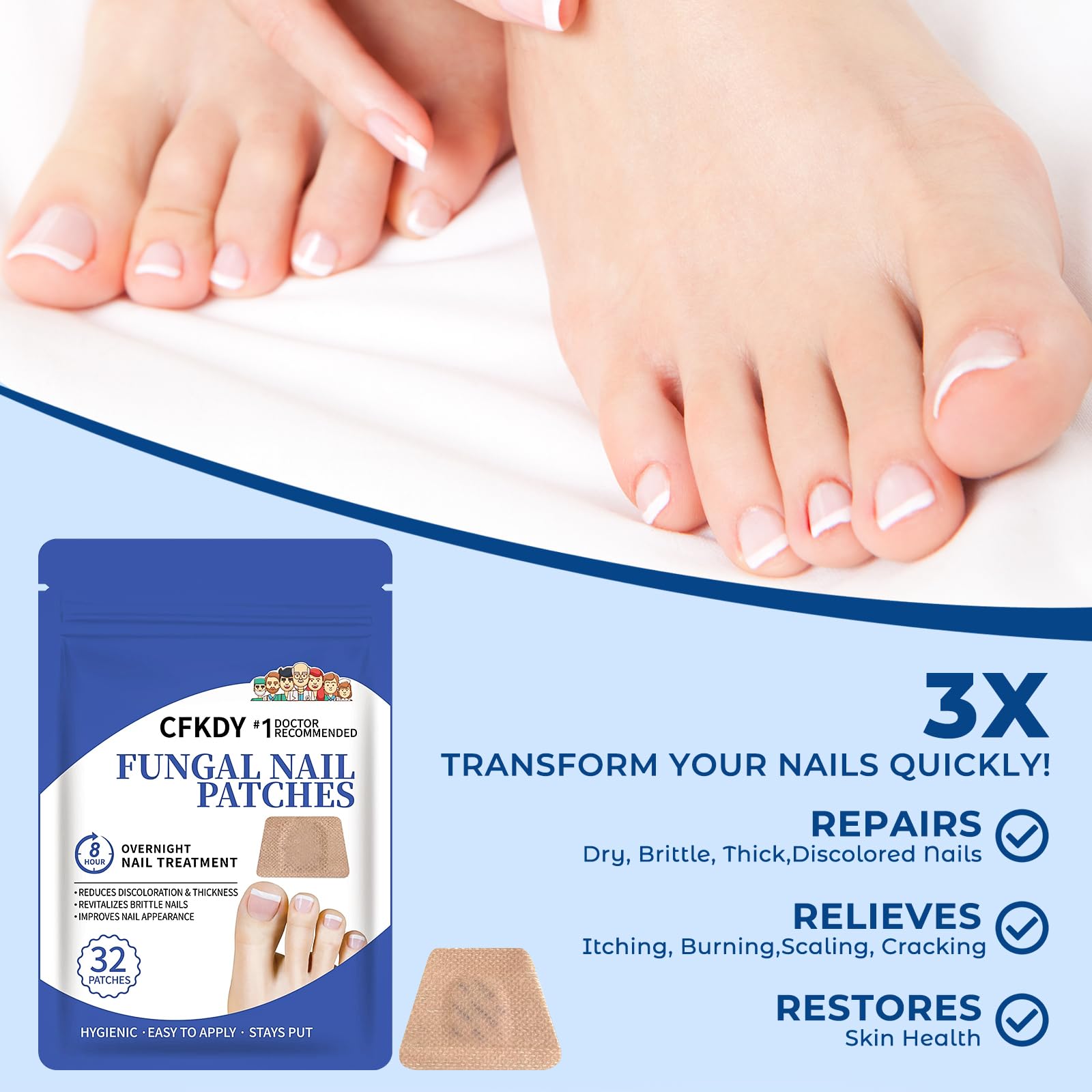 CFKDY overnight renewal patches – reinforce nail health while you sleep.