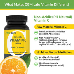 Detail of Vitamin C 1500mg with Calcium label highlighting immune and bone support