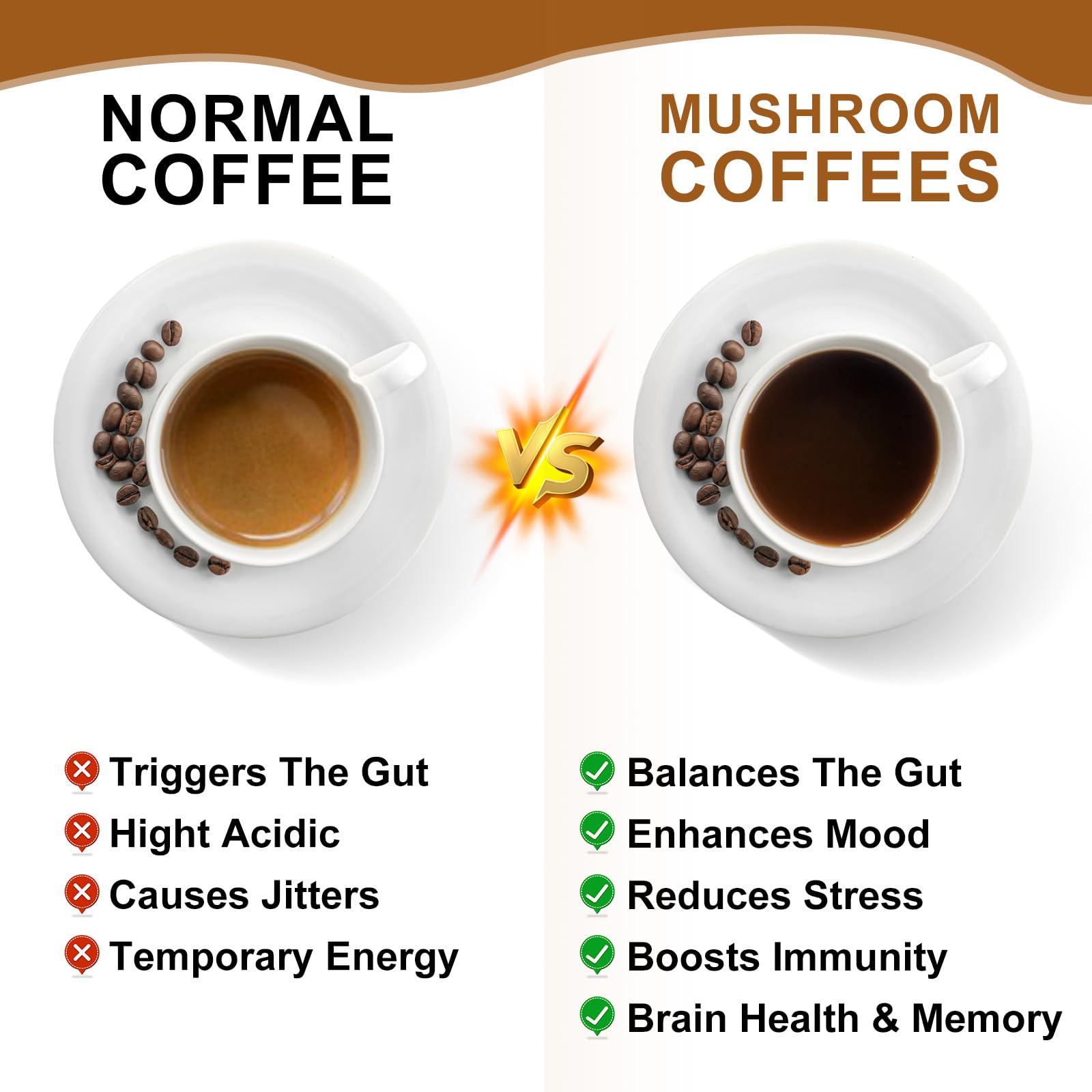 Chaga mushroom powder for health in coffee