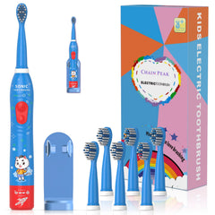 CHAIN PEAK Kids Sonic Electric Toothbrush blue with rabbit cartoon design