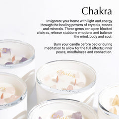 Chakra Collection crystal candle with embedded crystals