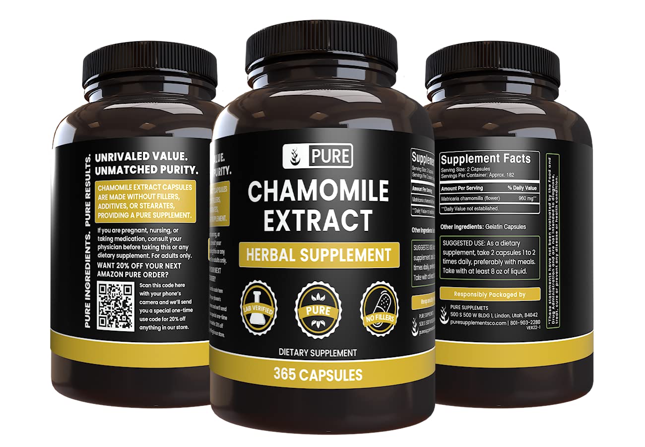 Chamomile Extract capsules being poured