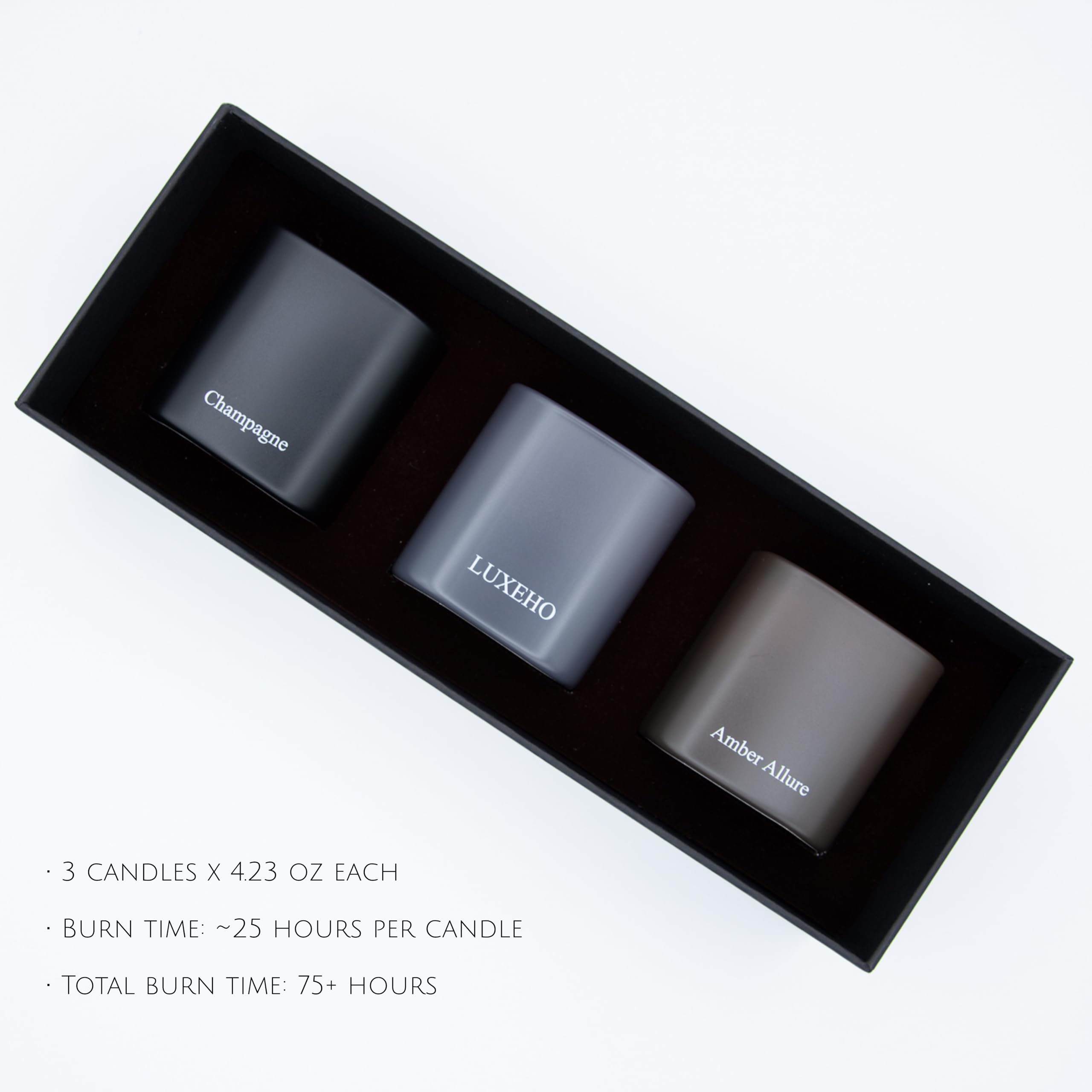 Champagne scented candle in black matte jar