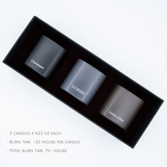Champagne scented candle in black matte jar