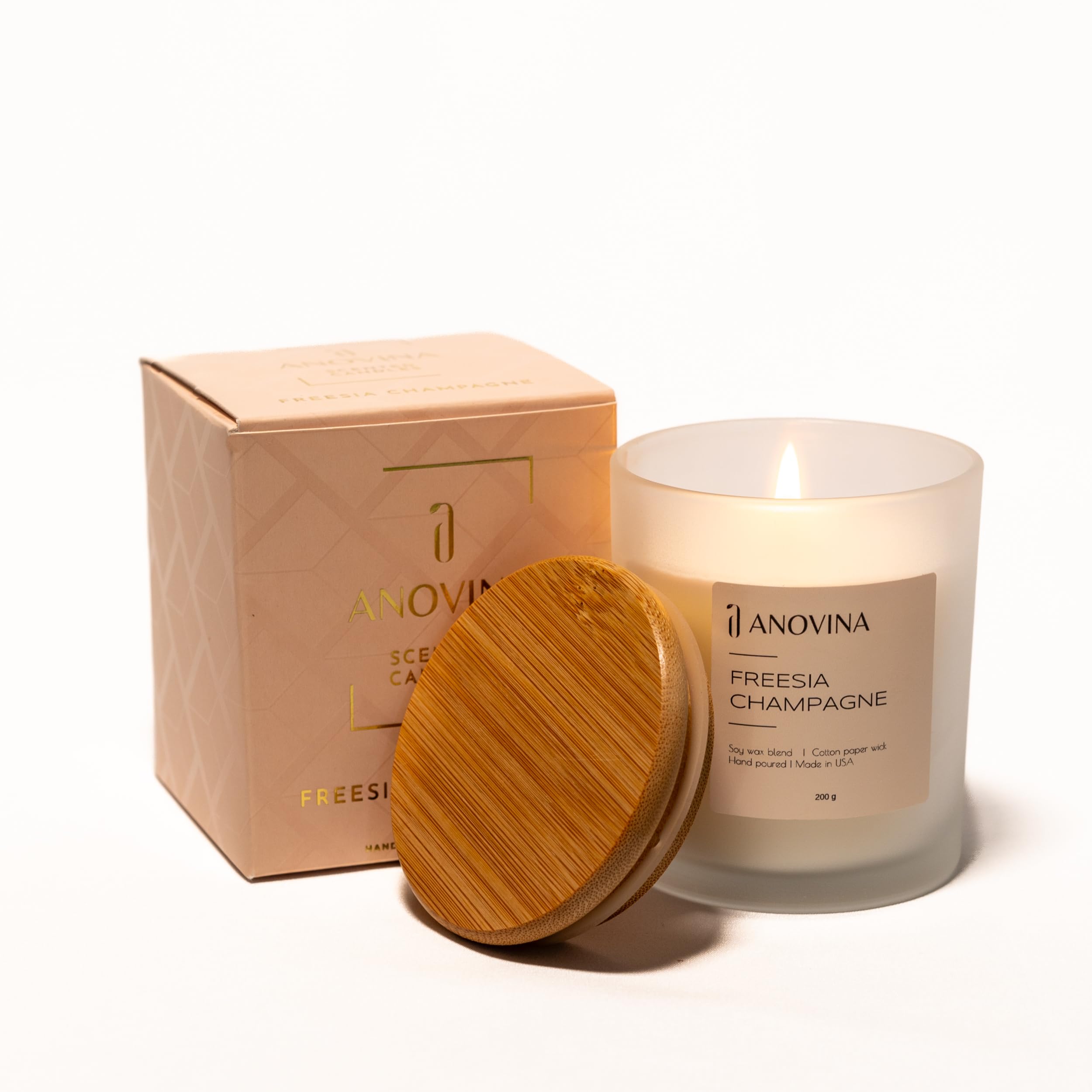 Champagne Toast Candle in brown glass jar - front view