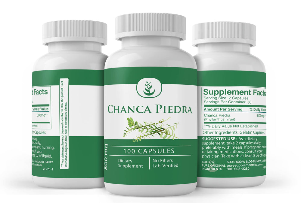 Chanca Piedra capsules showing no additives or fillers