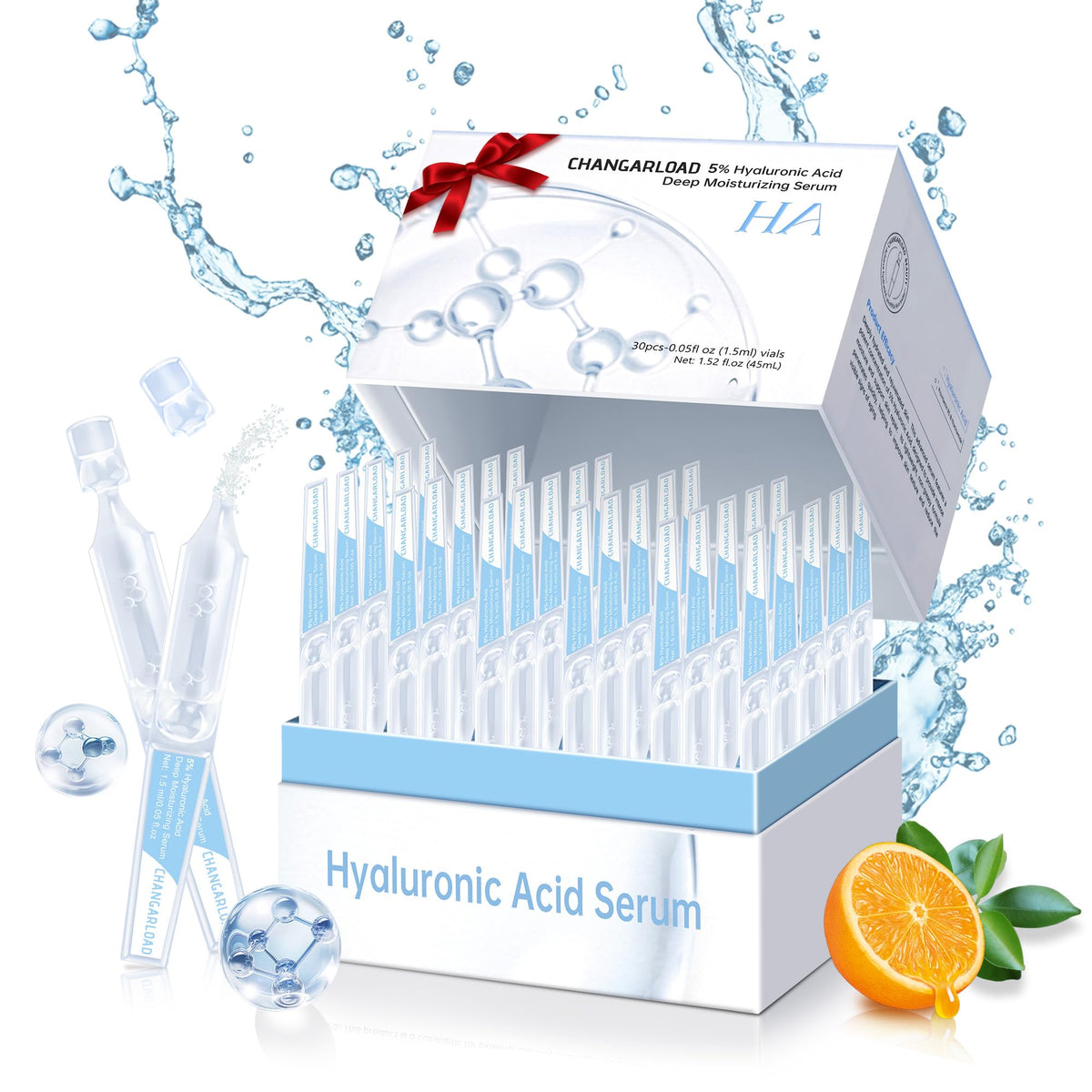 CHANGARLOAD bottle close-up showing deep hydration from the 5% ultra hydrating serum