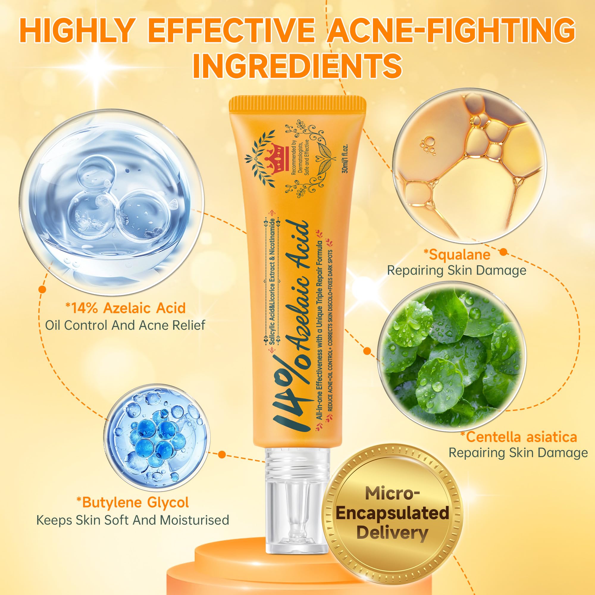 Salicylic acid ingredient graphic highlights pore clearing benefits.