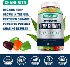CHANUBITO hemp gummies packaging on table