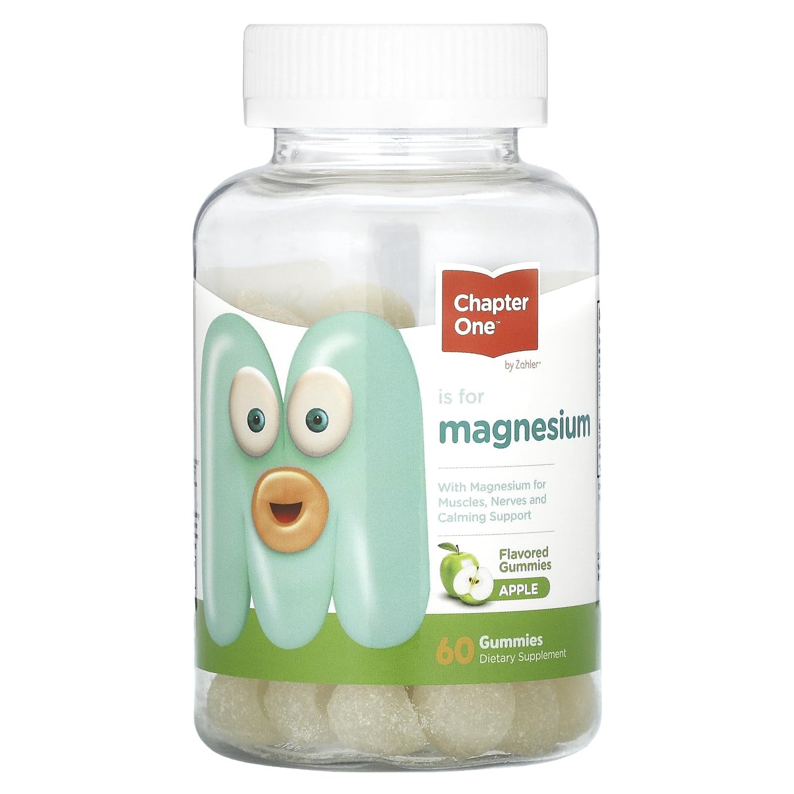 Chapter One Magnesium Gummies Apple Flavor bottle and gummies - 60 count