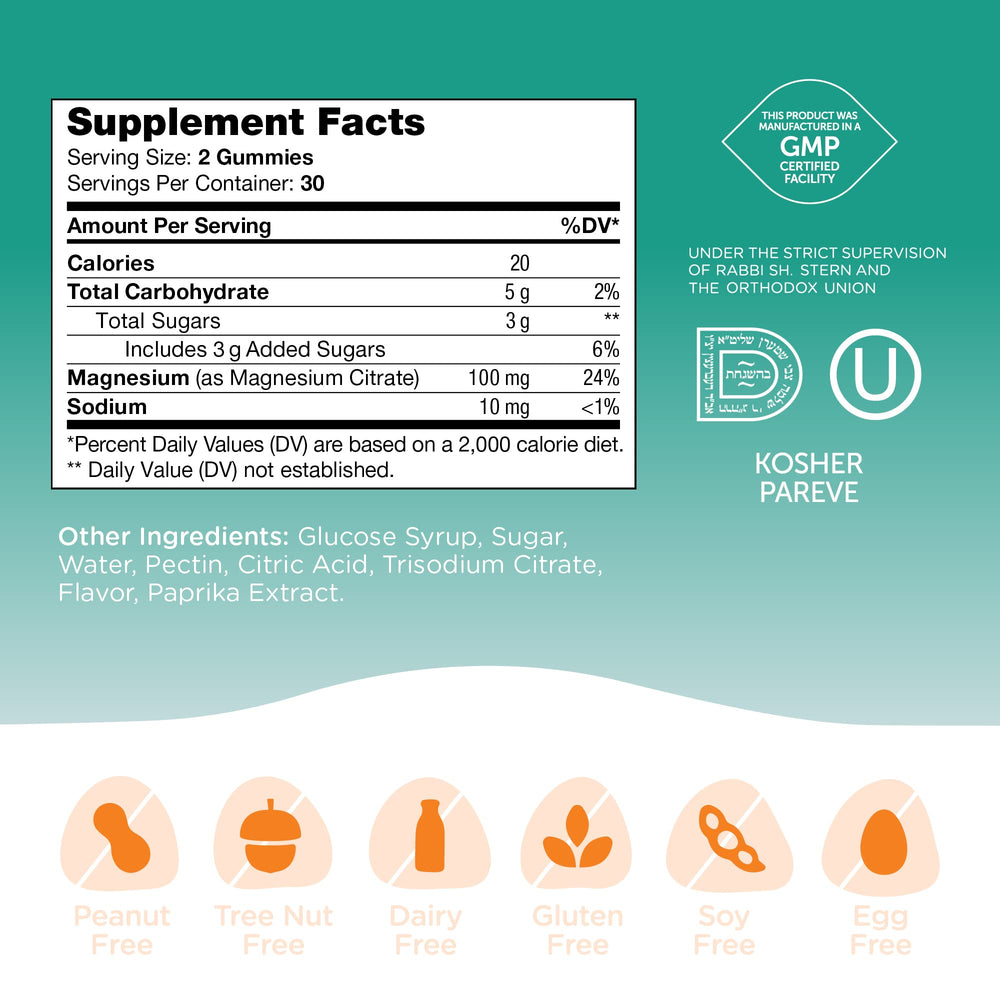 Kid-friendly peach magnesium gummies