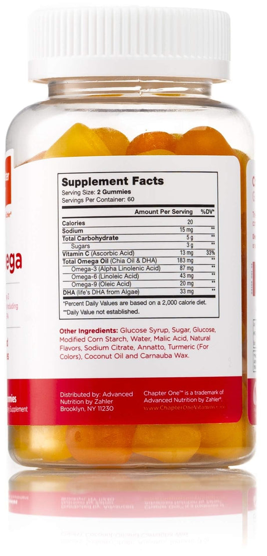 Close-up of Omega-3 DHA content highlighting 183 mg per serving