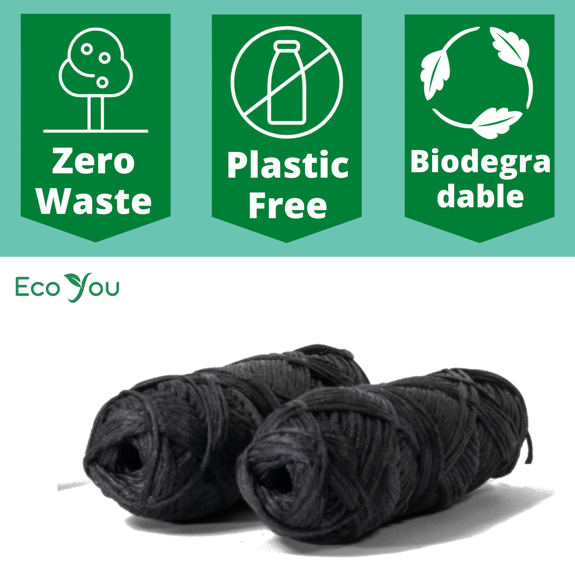 Close-up of activated charcoal floss strands