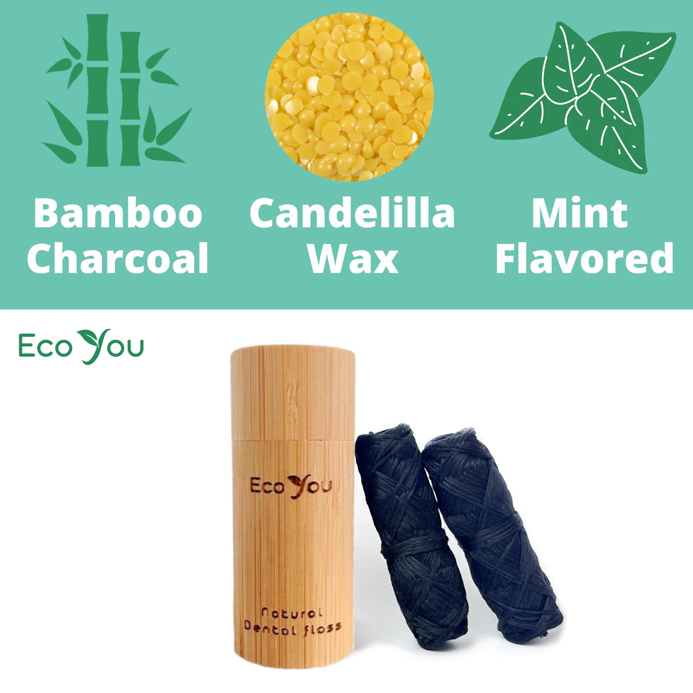 Mint flavor and candelilla wax coating on bamboo floss