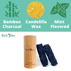 Mint flavor and candelilla wax coating on bamboo floss