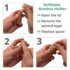 Reusable bamboo floss container suitable for travel