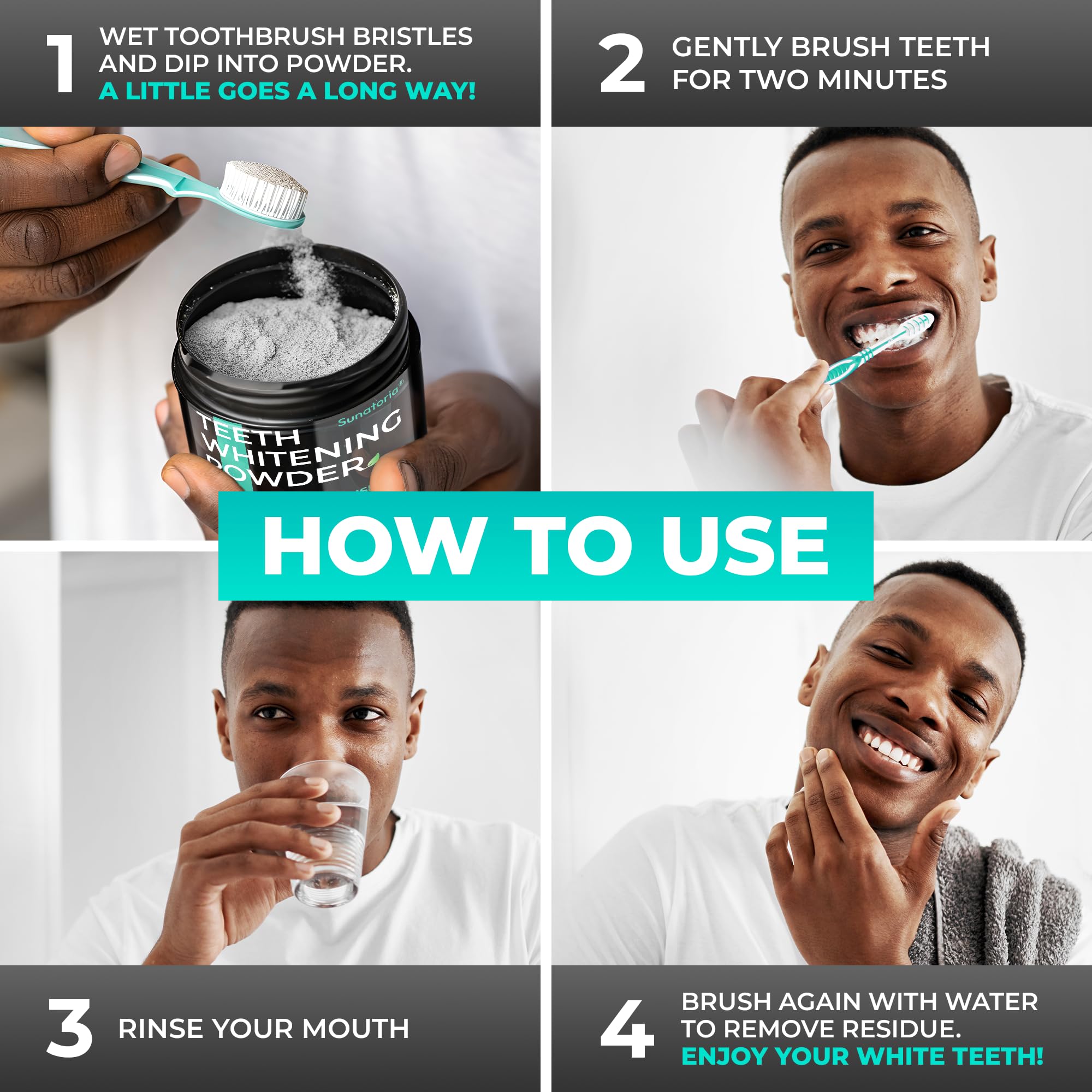 Charcoal and mint whitening powder