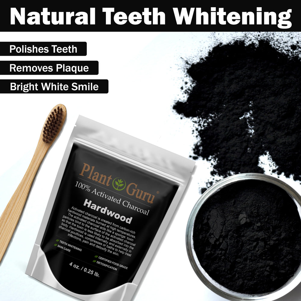 Charcoal powder used for teeth whitening demonstration
