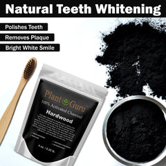 Charcoal powder used for teeth whitening demonstration