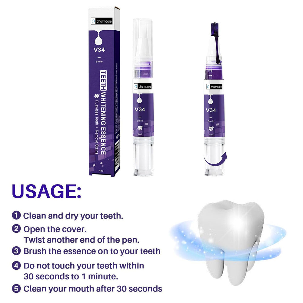 Before and after smile using CharmCare whitening pen
