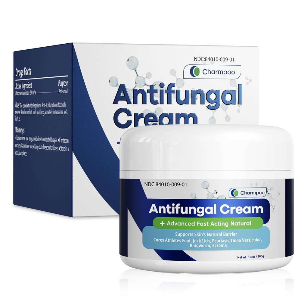 CHARMPOO antifungal cream box packaging for easy at-home treatment and timely use.
