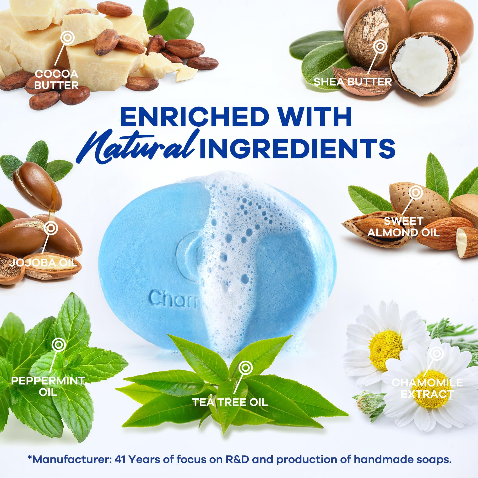 CHARMPOO antifungal soap jojoba-oil image highlights nourished, hydrated skin