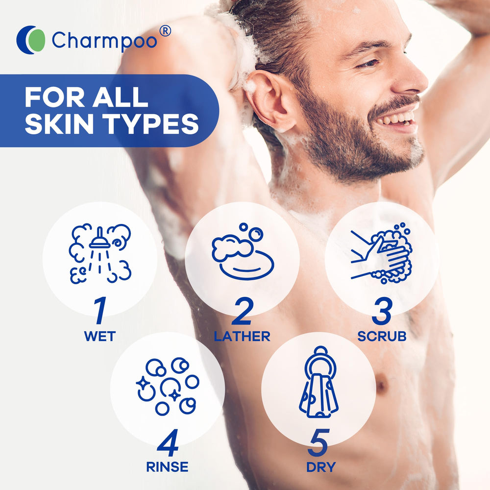 CHARMPOO antifungal soap peppermint-citrus scent note conveys refreshing spa-like experience