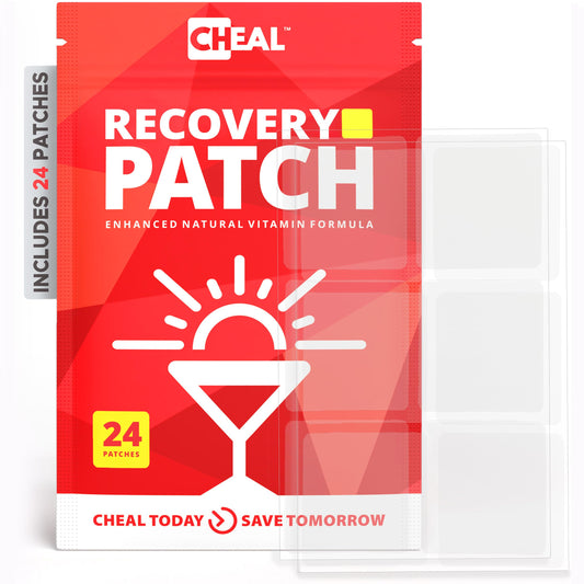 CHEAL Recovery Patch applied before drinking for a smoother morning
