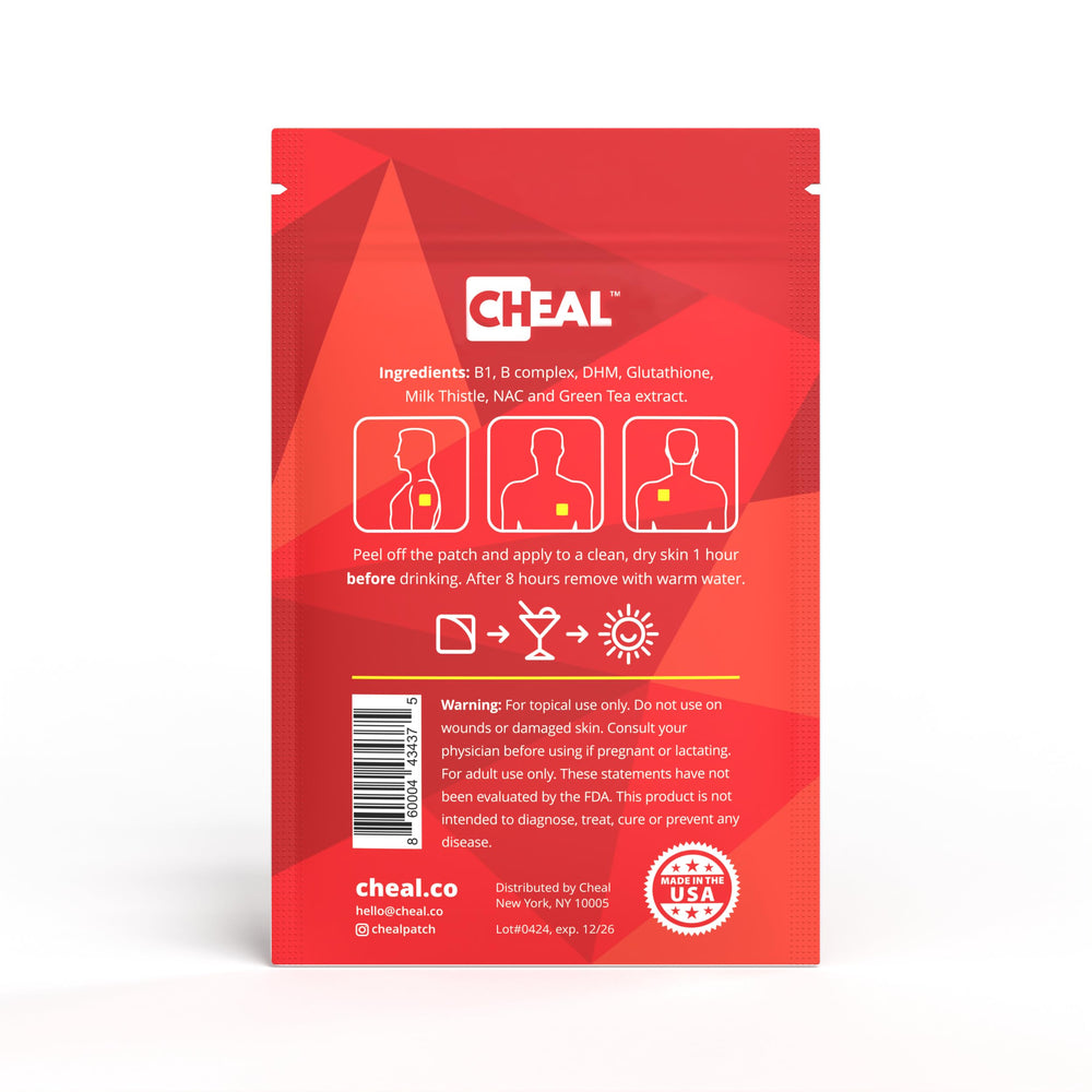 CHEAL Recovery Patch remains transparent and caffeine-free for night out use