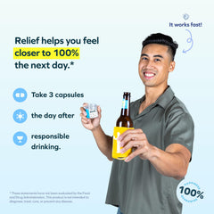 Cheers Relief with ginger root suggests digestive comfort the next day.