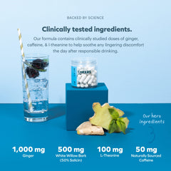 Cheers Relief L-Theanine caffeine tablet promotes calm focus and gentle energy.