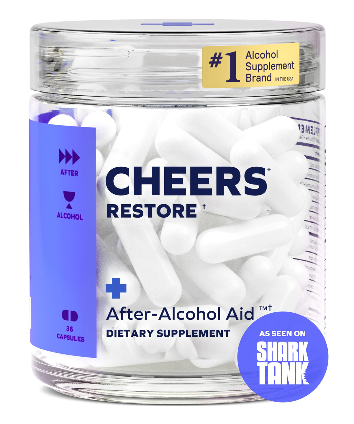 Cheers Restore bottle front highlighting DHM and L-Cysteine