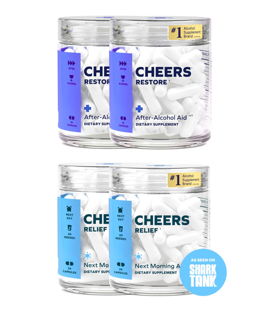 Cheers R&R Combo bottle front view showing after-drinking support