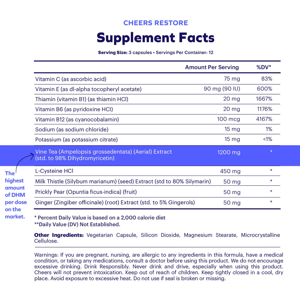 Cheers Super Combo Restore capsules for after‑drinking liver support and recovery